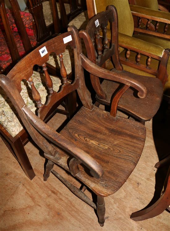 Gothic style elbow chair & another